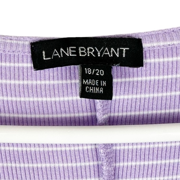Lane Bryant Lavender and White Stripe Long Sleeve Ribbed Top - Picture 5 of 8